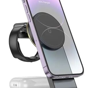 Hoco Cq3 Estaci&oacute;n De Carga Inal&aacute;mbrica Simultanea De Tel&eacute;fonos / Aud&iacute;fonos / Apple Watch - Magsafe 3 En 1