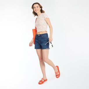 Polera Crop Estampada Manga Corta Cuello Redondo Mujer Freedom