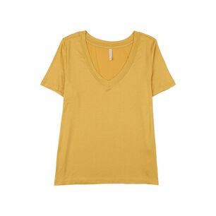 Polera Lisa Con Tajali Al Costado Manga Corta Cuello V Mujer Geeps