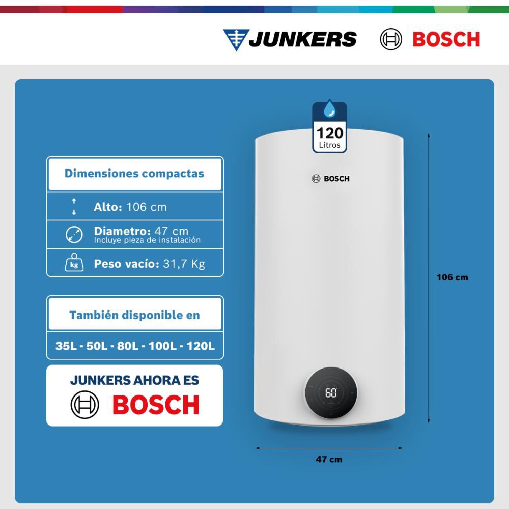 Termo El&eacute;ctrico Bosch Tronic 4000 T / 120 Litros image number 6.0