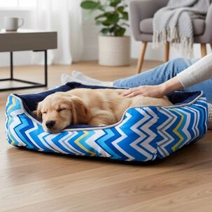 Cama Para Mascotas Espuma - Talla L (tricolor Azul)