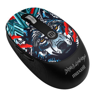 Mouse Inal&aacute;mbrico Maxell Dise&ntilde;o Wild 4000dpi Usb/usb-c Lobo