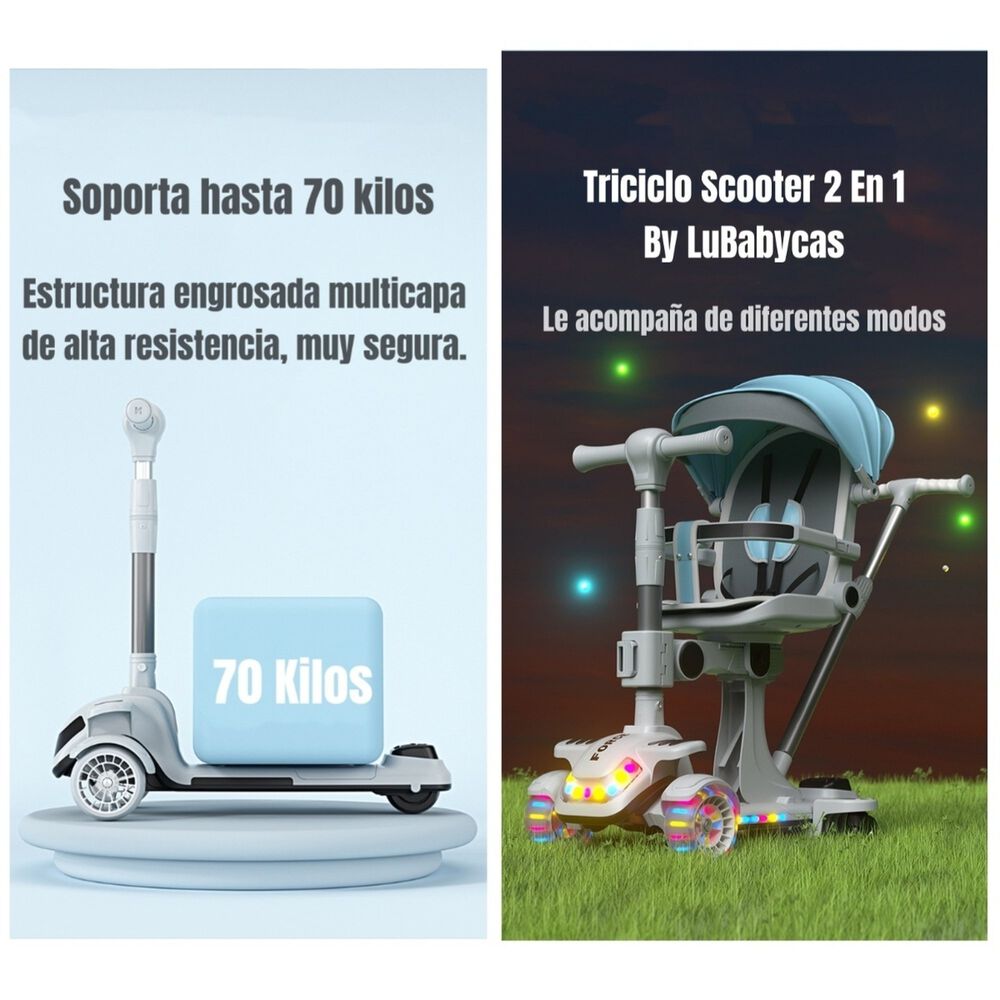 Triciclo Scooter 2 En 1 Lubabycas Azul Lubabycas image number 7.0