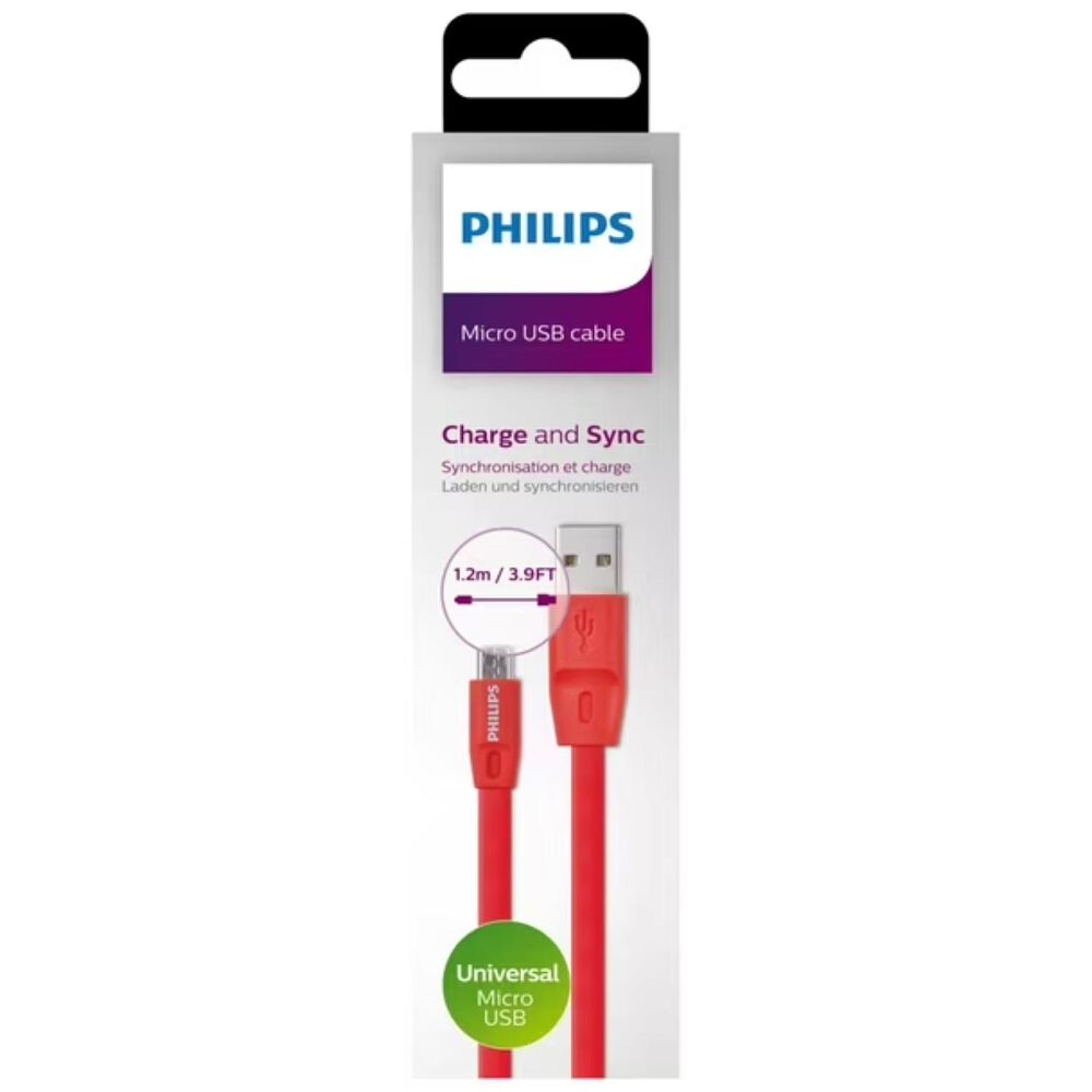 Cable Usb A Micro Usb 1.2mts Flat Rojo 2518r image number 1.0