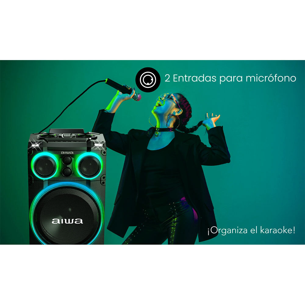 Parlante Bluetooth Torre Karaoke Aiwa 4000w Tws Aw-poc15 Negro image number 8.0