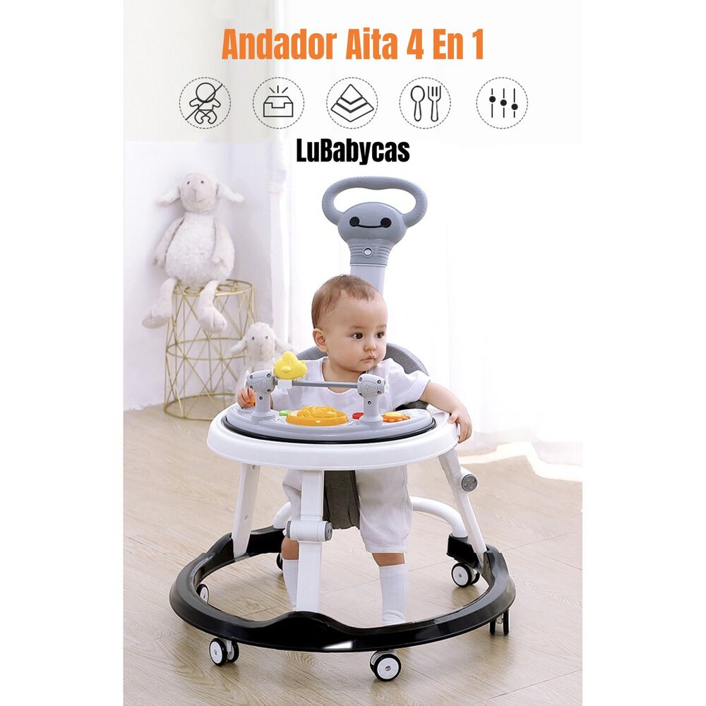 Andador Caminador 4 En 1 Aita Con Manilla Lubabycas Gris image number 7.0