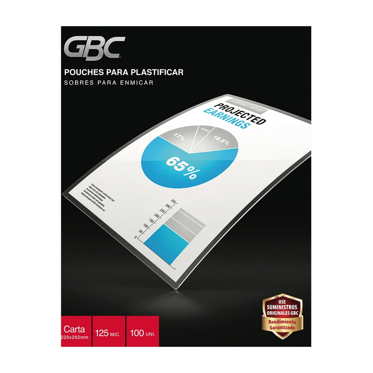 Gbc Pouches 125 Micrones 100 Unidades Tama&ntilde;o Carta - 31347 image number 0.0