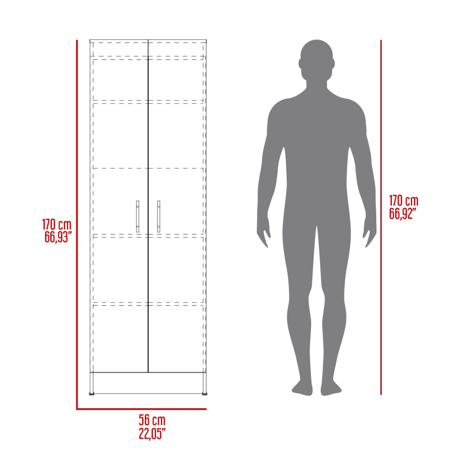 Mueble Despensa Multiusos 170x56x30,2 Cm Blanco image number 7.0