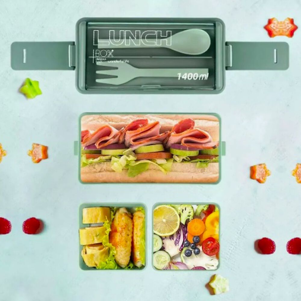 Lunch Box 2 Niveles Fiambrera Desmontable Con Cubiertos image number 4.0