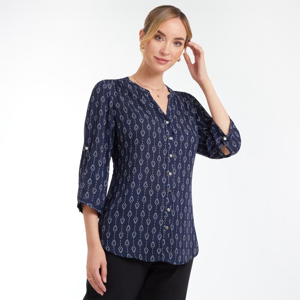 Blusa Regular Manga 3/4 Roll Up Cuello Mao Mujer Lesage image number 2.0