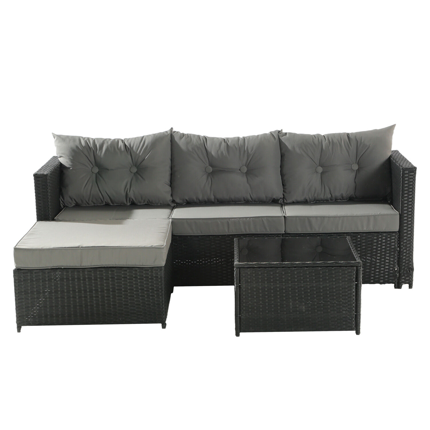 Seccional Intercambiable 3 Cuerpos Terraza Sofa + Mesa Gris image number 1.0