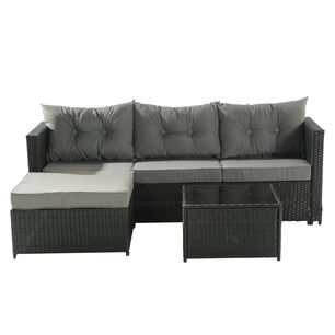 Seccional Intercambiable 3 Cuerpos Terraza Sofa + Mesa Gris