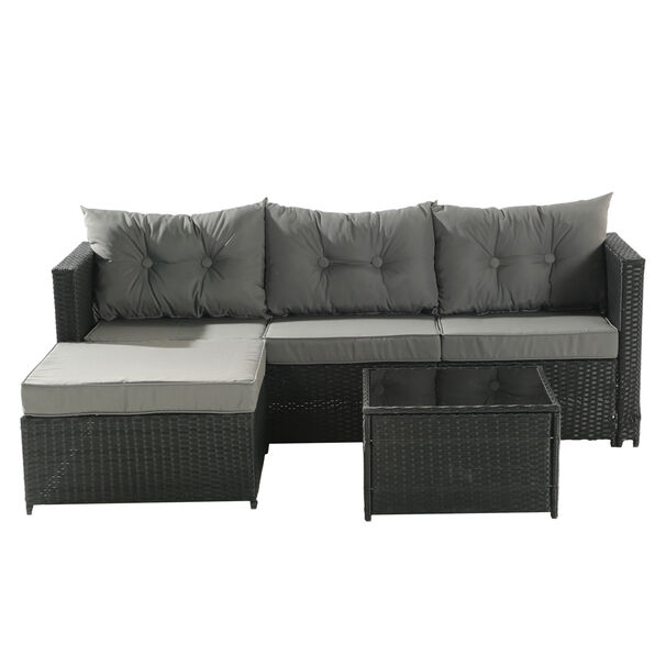 Seccional Intercambiable 3 Cuerpos Terraza Sofa + Mesa Gris