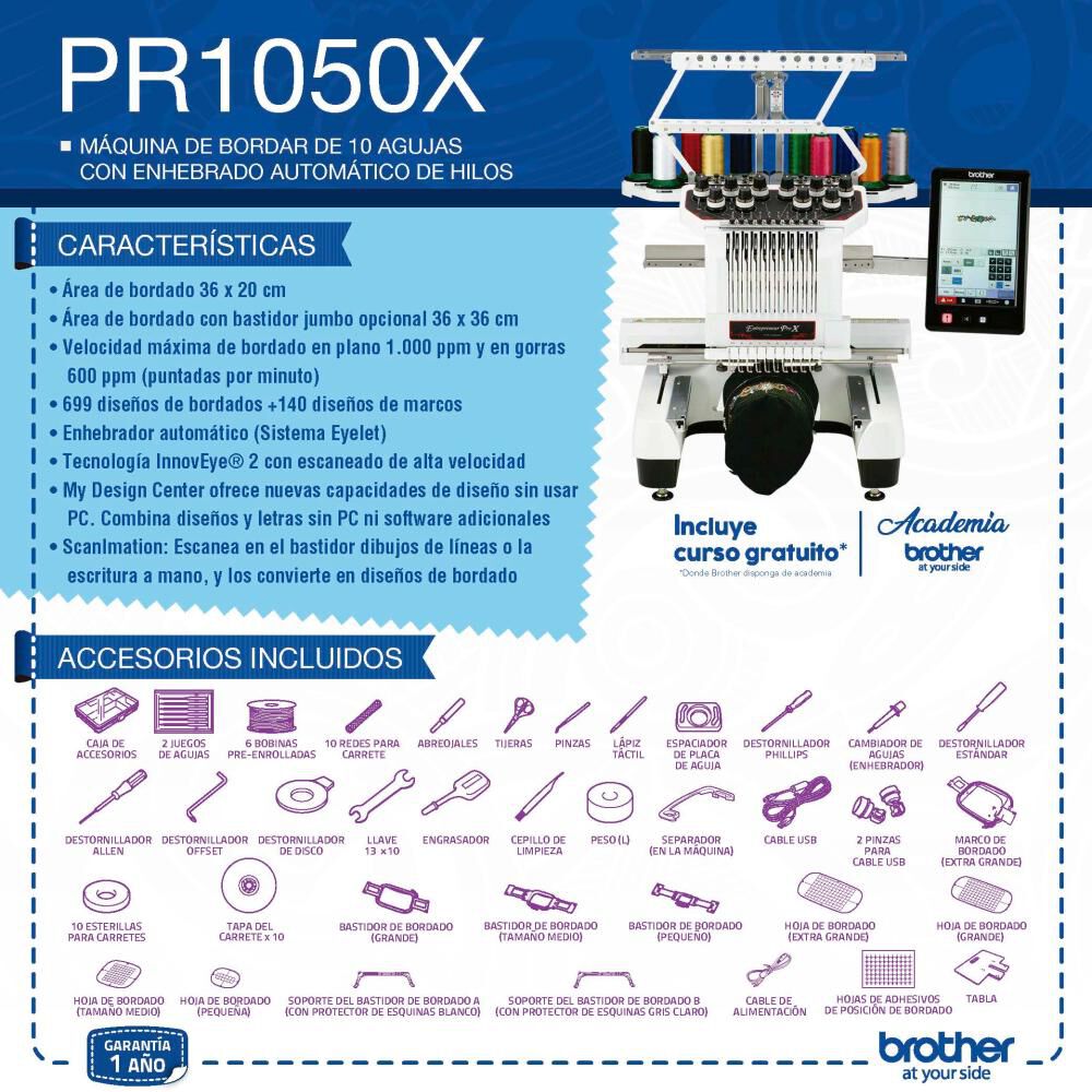 Máquina Bordadora Brother Pr1050X image number 1.0