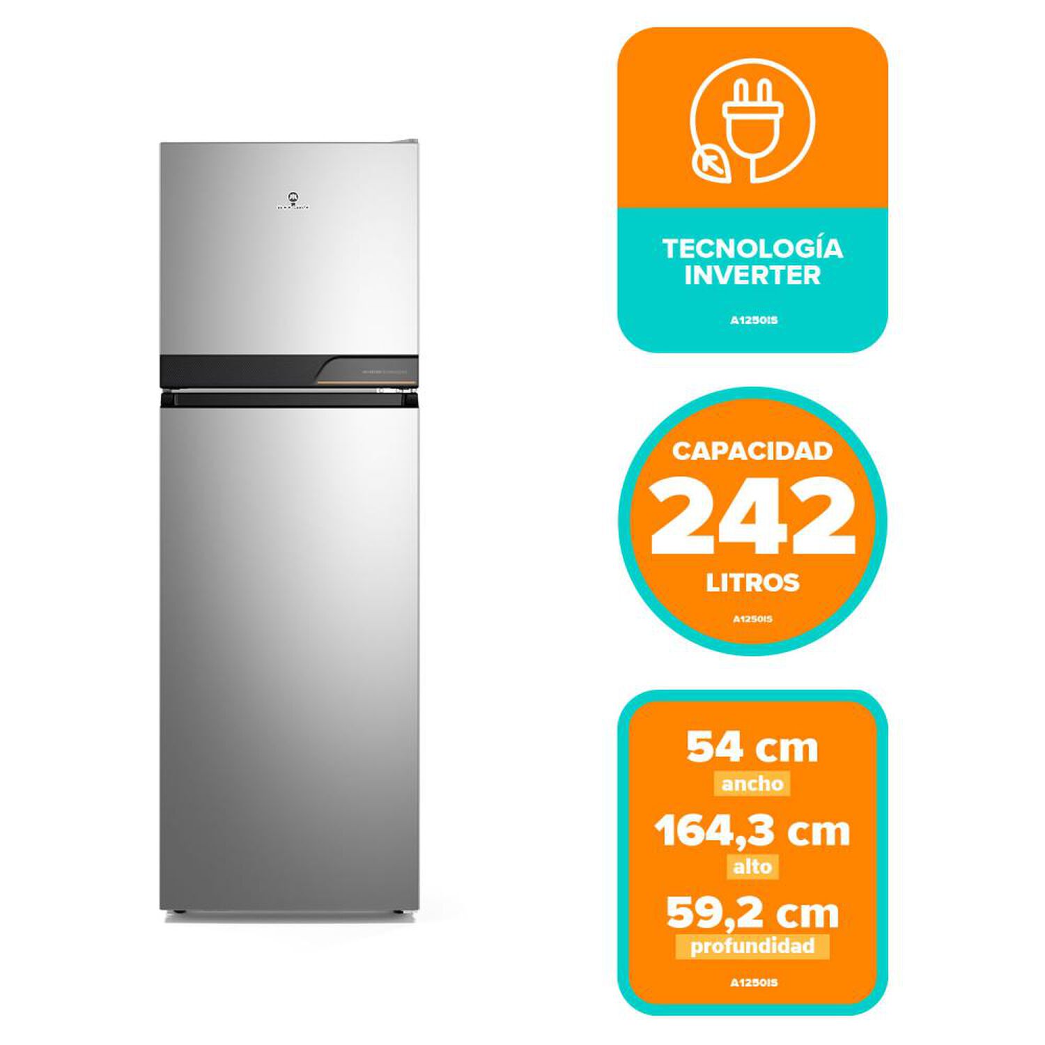 Refrigerador Top Freezer Mademsa Altus 1250is / No Frost / 242 Litros / C image number 4.0