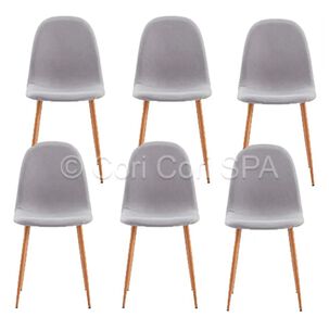 Pack 6 Sillas Scoop Lino Wood Gris