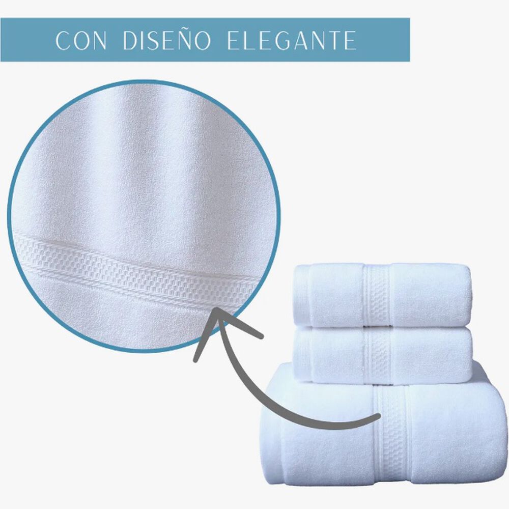 Pack 3 Toallas 100% Algodon Blancas image number 2.0