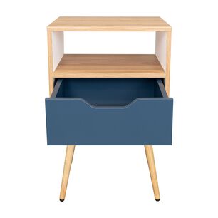 Velador Melamina 1 Cajon 63x40x35 Cm Caf&eacute; Claro Y Azul