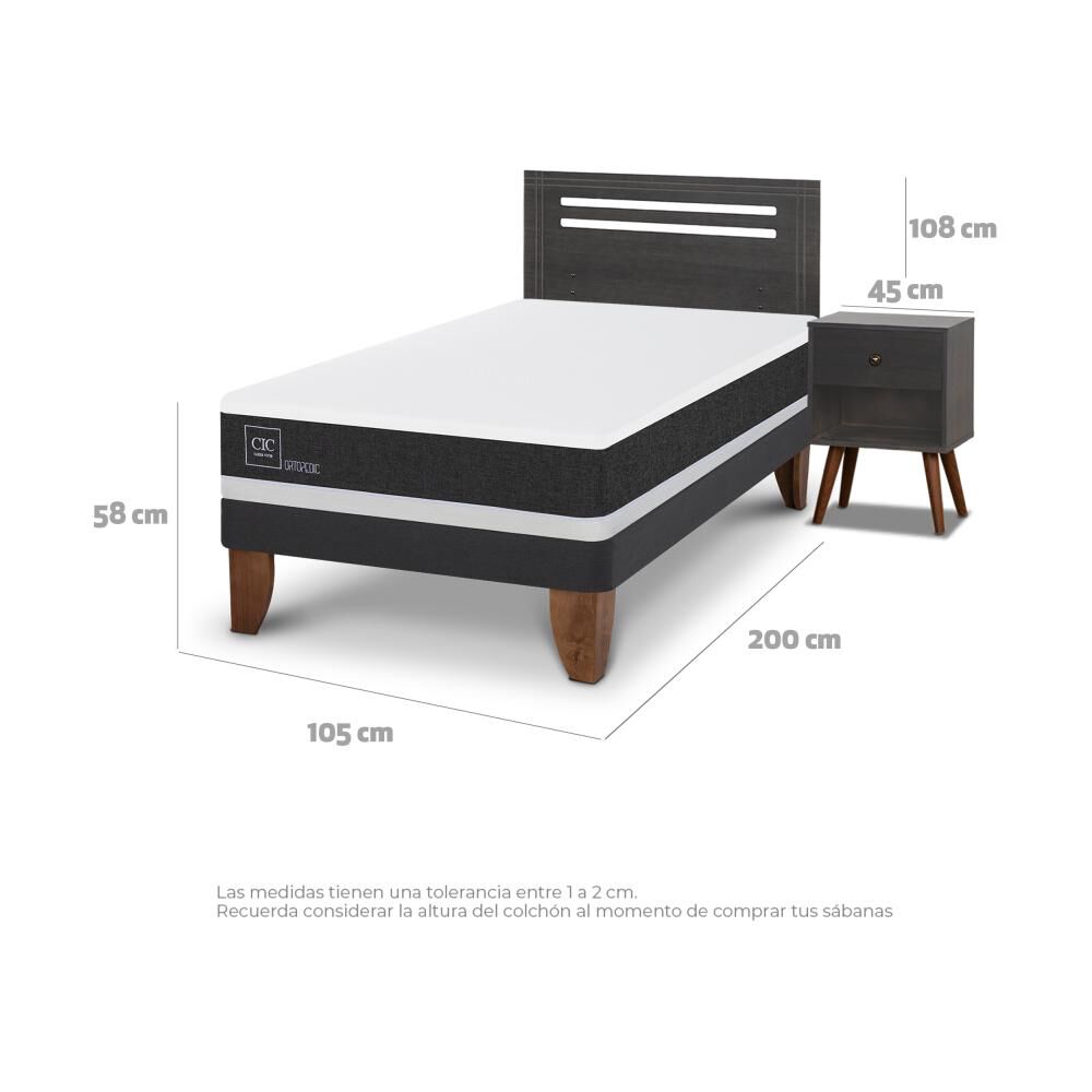 Cama Europea Cic Ortopedic / 1.5 Plazas / Base Normal + Set De Maderas image number 3.0