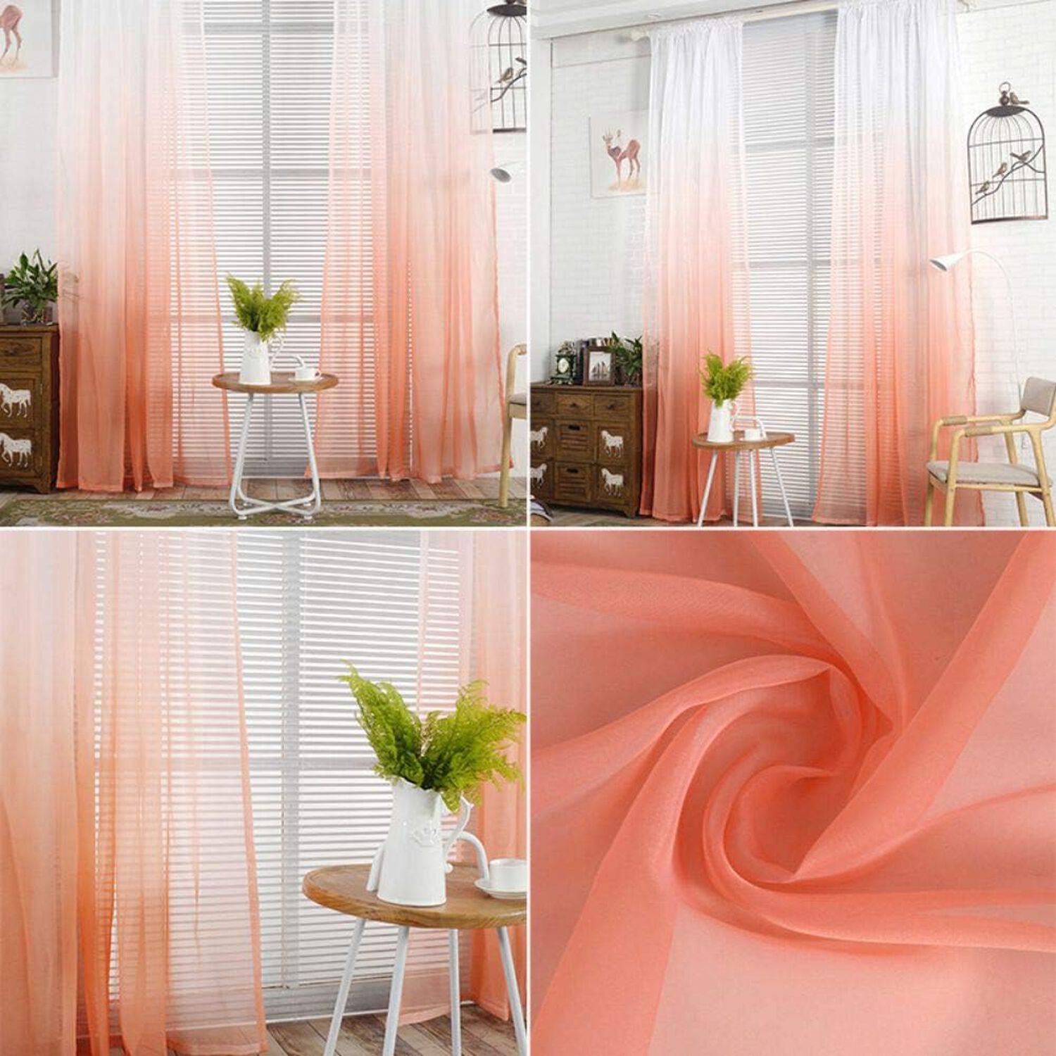 Pack De Visillo Degrade 140x220 Cm Salmon image number 0.0