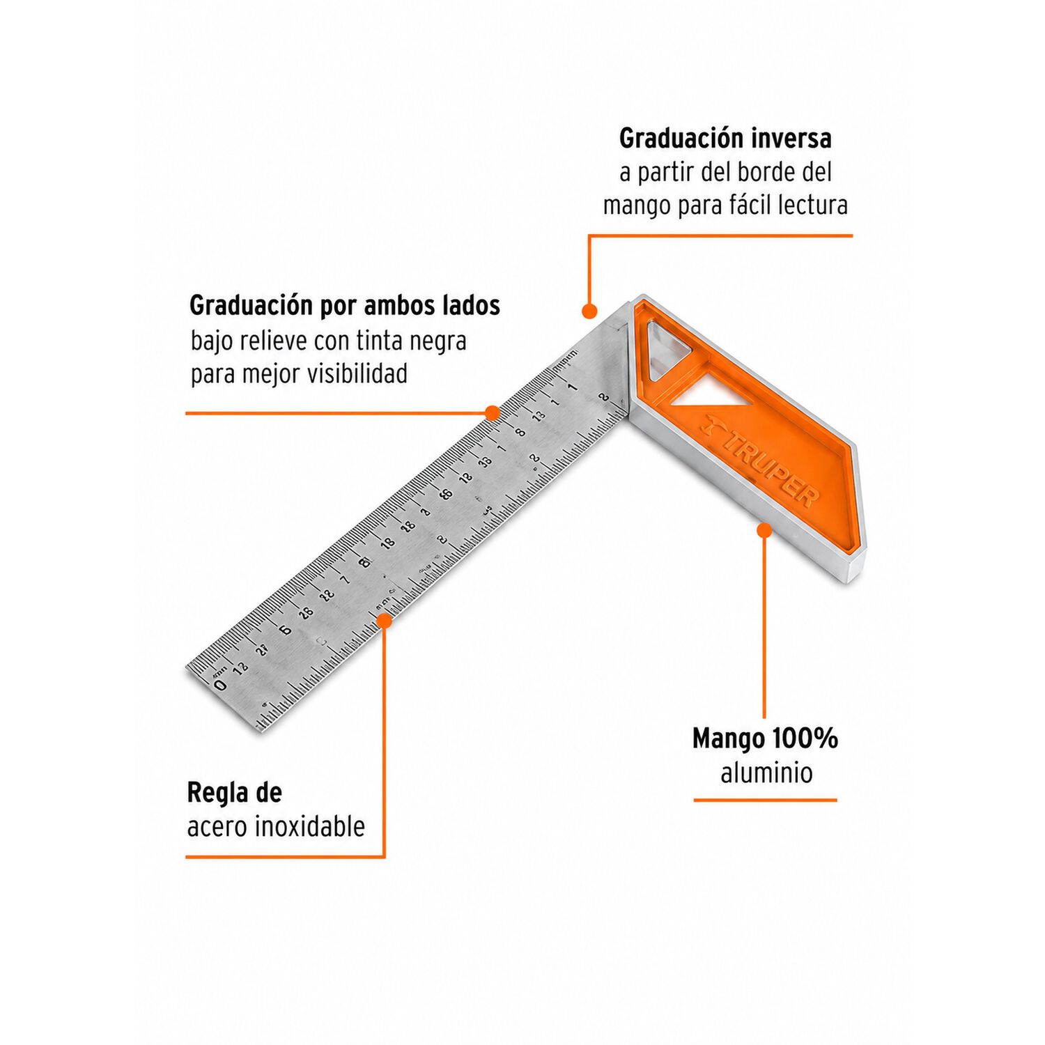 Escuadra De Carpintero 10 Pulg De Aluminio Truper Ec-10 image number 2.0