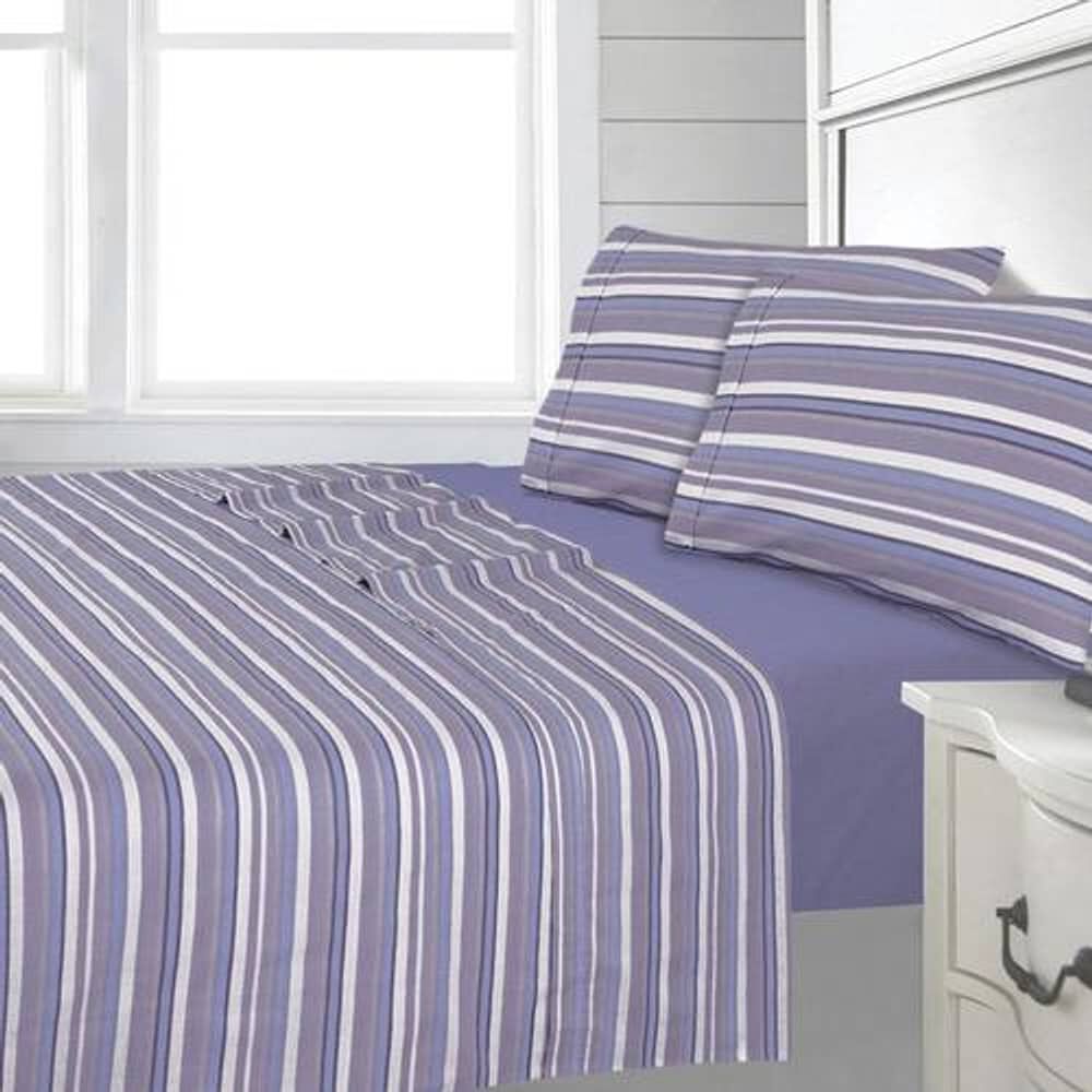 Sabana Andes 144 Hilos Estampada Lineas Lila 1 Plaza image number 0.0