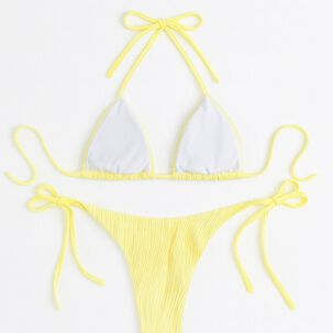 Traje Baño Tiro Alto Cintas Ajustables Tela Corrugada Realce Traje Baño Tiro Alto Cintas Ajustables Tela Corrugada Realce