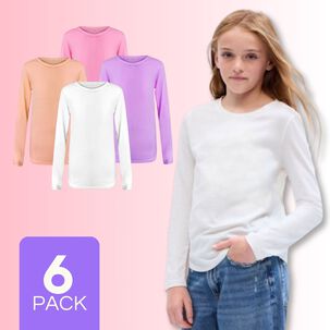 Pack 6 Camisetas Bambú Niña Manga Larga Primera Capa