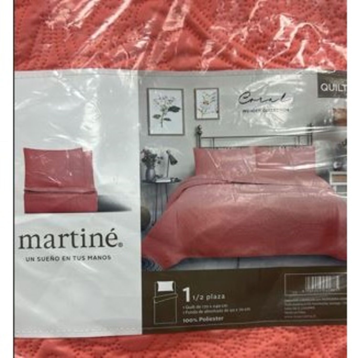 Cubrecama Quilt Reversible 1,5 Plazas Coral - Wonder Collection Martin&eacute; image number 0.0