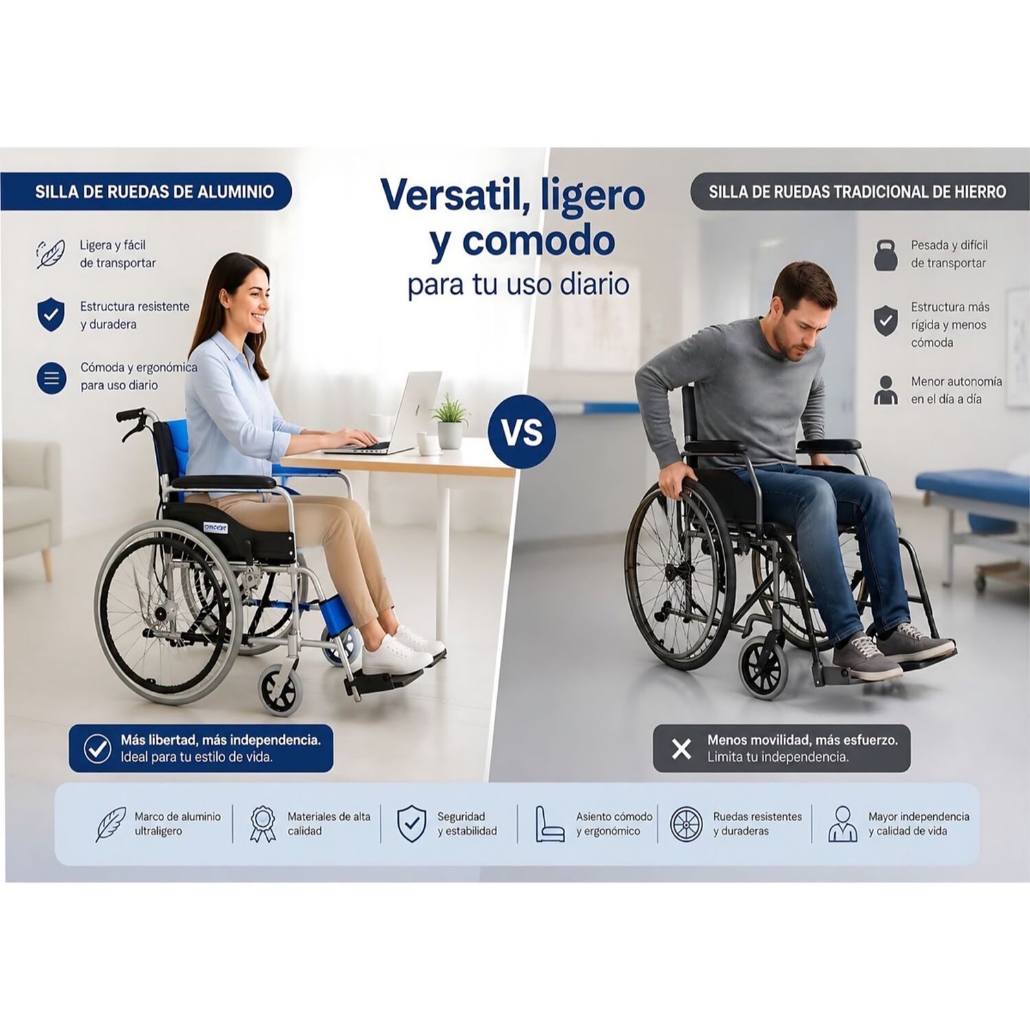 Silla De Ruedas Plegable Doble Freno Aluminio Liviana Kjt106g Oneder image number 0.0
