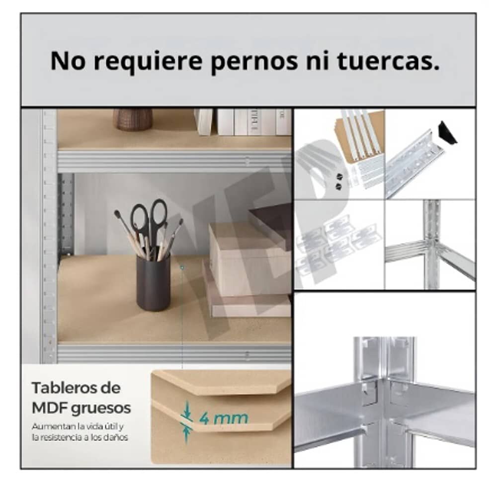 Estante Armable Plateado Cromado image number 2.0