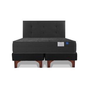 Cama Europea Flex Black / 2 Plazas / Base Dividida + Respaldo