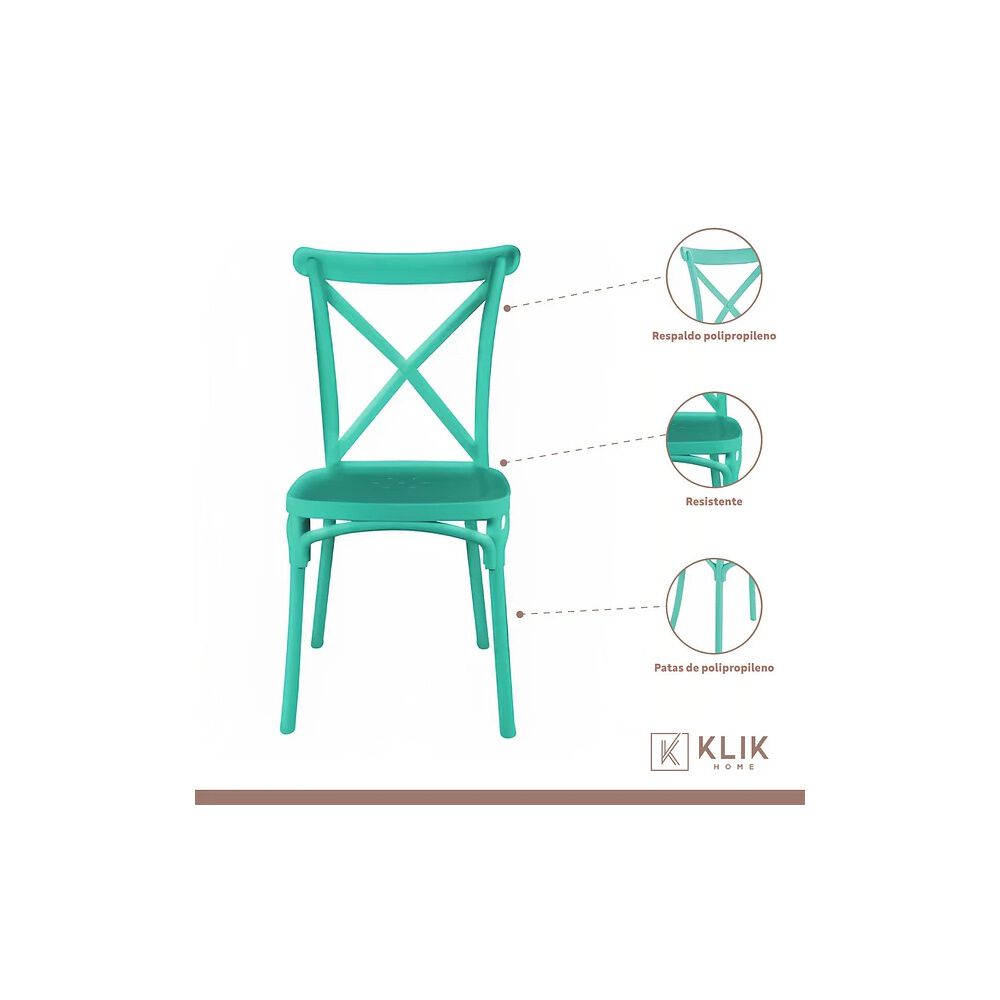 Comedor Rectangular Blanca 120x80cms + 6 Silla Crossback Danubio Menta image number 2.0