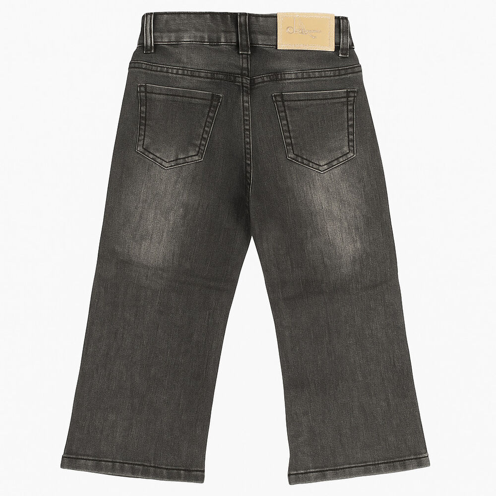 Pantal&oacute;n Jeans Ni&ntilde;a Negro Con Detalles De Brillo image number 2.0