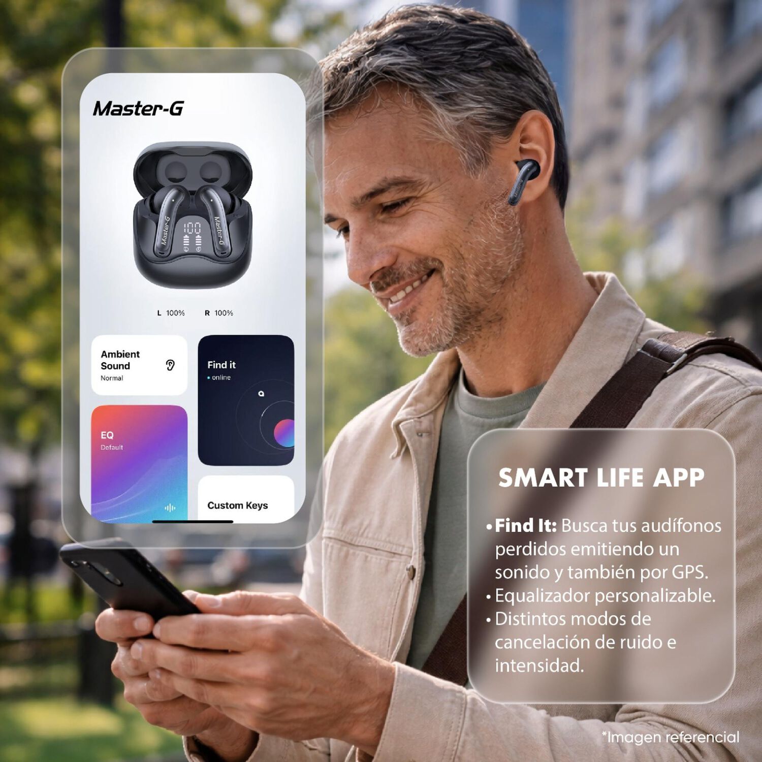 Aud&iacute;fonos Bluetooth In Ear Tws Anc Con App Buds60b Master-g image number 4.0
