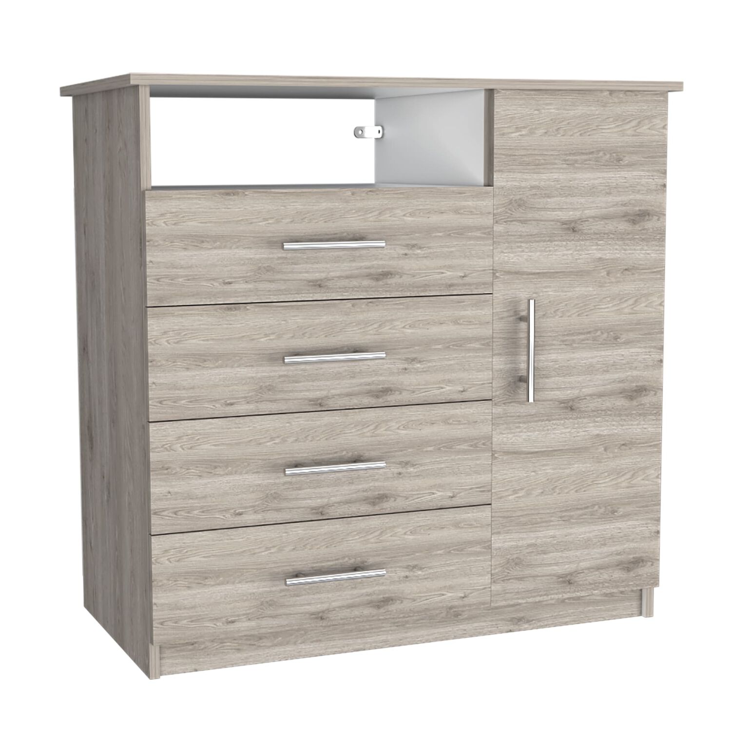 Comoda 4 Cajones 1 Puerta Fm-018g - Gris Claro image number 0.0