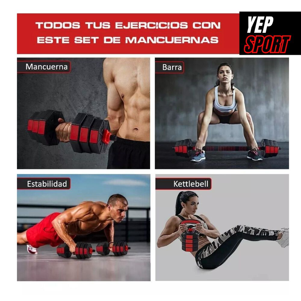 Set Mancuernas Barra Rusa Ajustables 30 Kg 3 En 1 image number 3.0