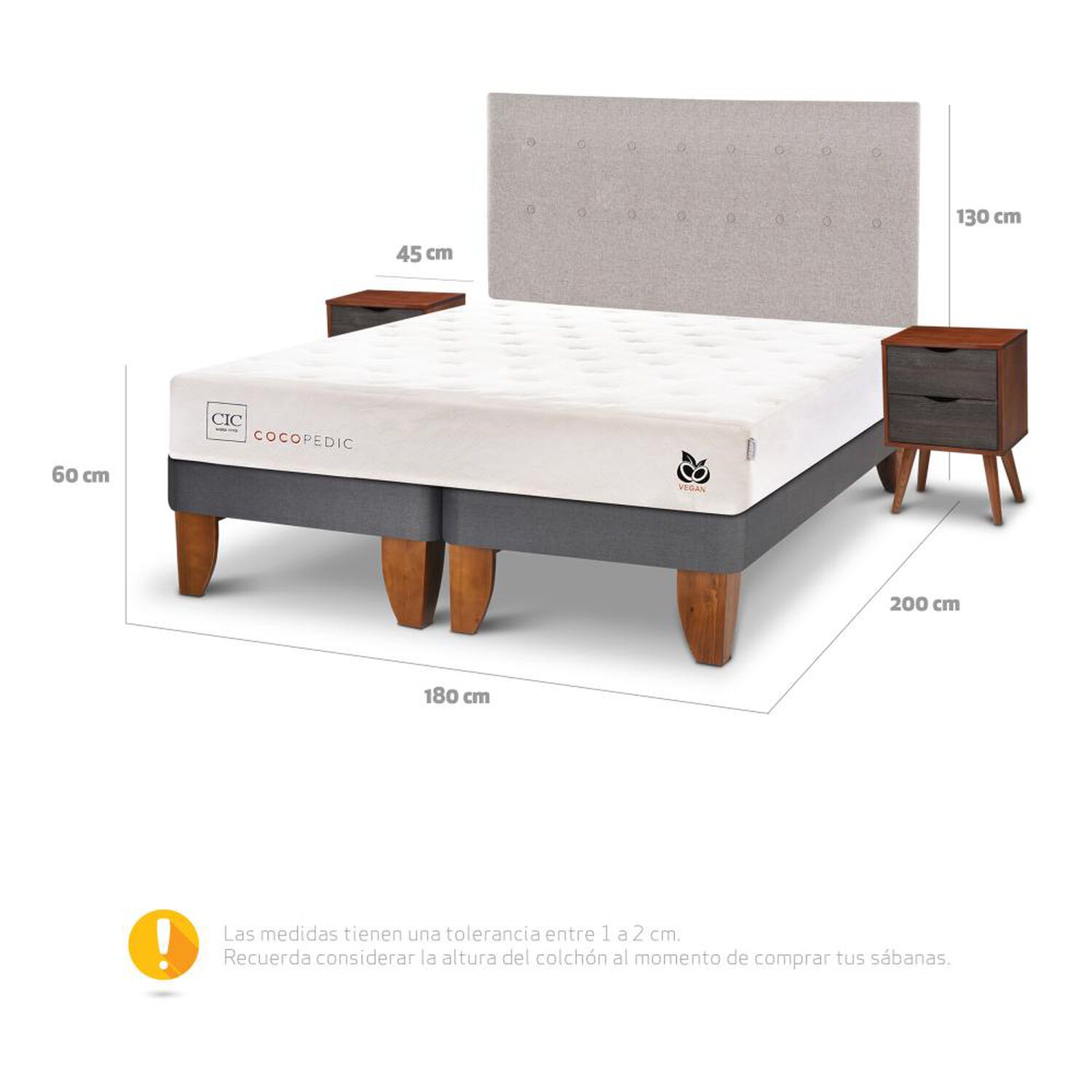 Cama Europea Cic Cocopedic / King / Base Dividida + Set De Maderas image number 4.0