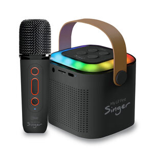 Parlante Karaoke Rgb Con Micr&oacute;fono Inal&aacute;mbrico Negro - Ps