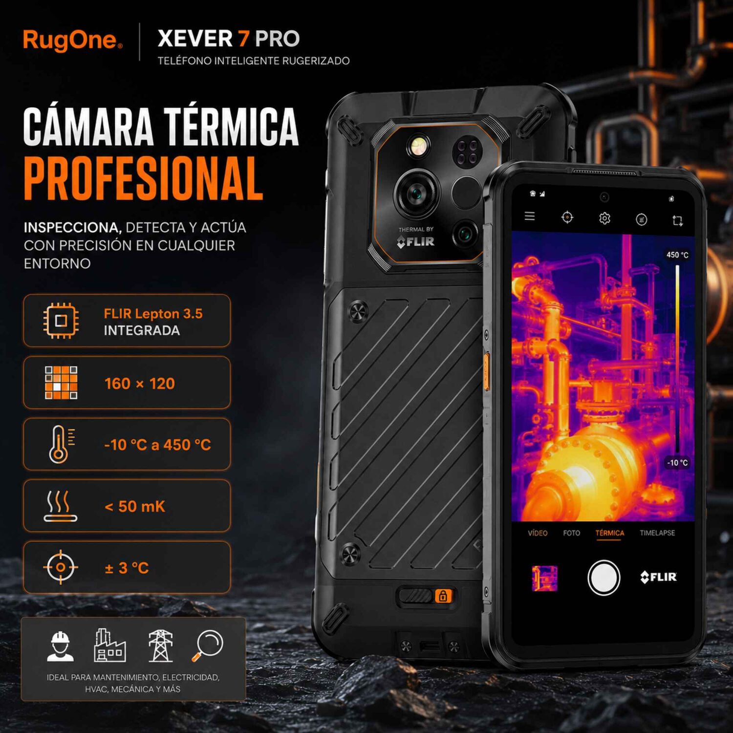 Celular Rugged Rugone Xever 7 Pro 5g T&eacute;rmica Flir 512gb 16gb image number 3.0