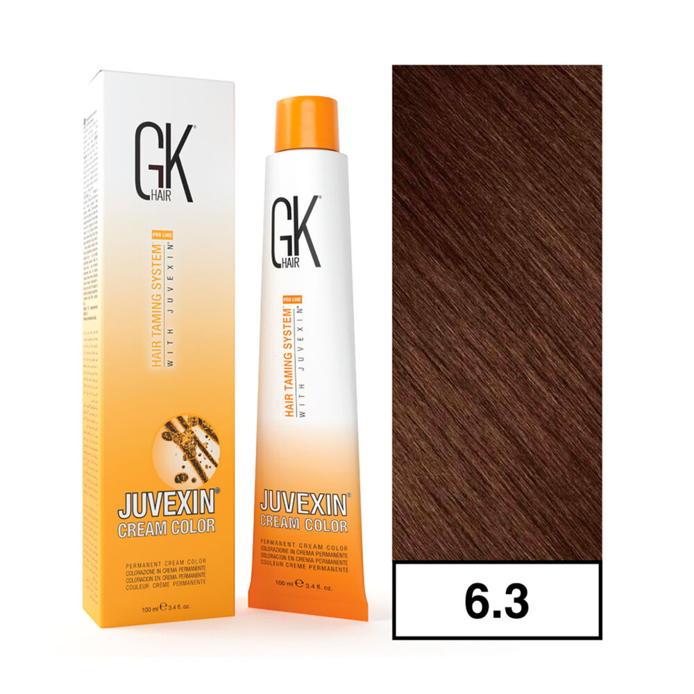 Gkhair - Tintura Cream Color Permanente Vegana 100ml + Oxidante - 6.3 Rubio Oscuro Dorado image number 0.0