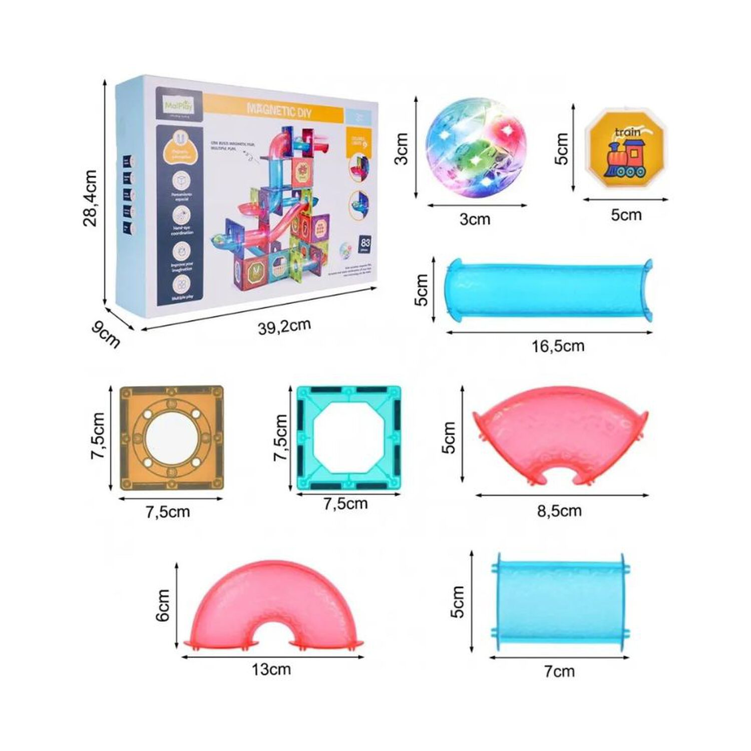 Bloques Magneticos Con Toboganes 83 Piezas image number 1.0