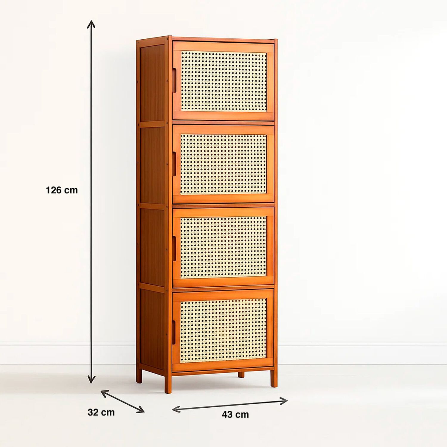 Vitrina Ecoluxe De Bamb&uacute; Y Rat&aacute;n Sint&eacute;tico 4 Niveles 43x32x126 image number 3.0