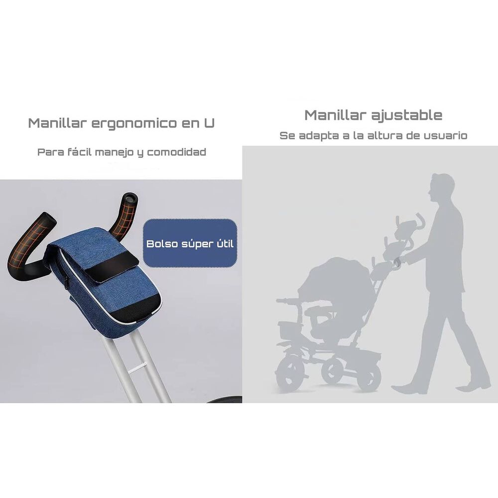 Triciclo Reversible Y Plegable Con Accesorios Gris Lubabycas image number 6.0