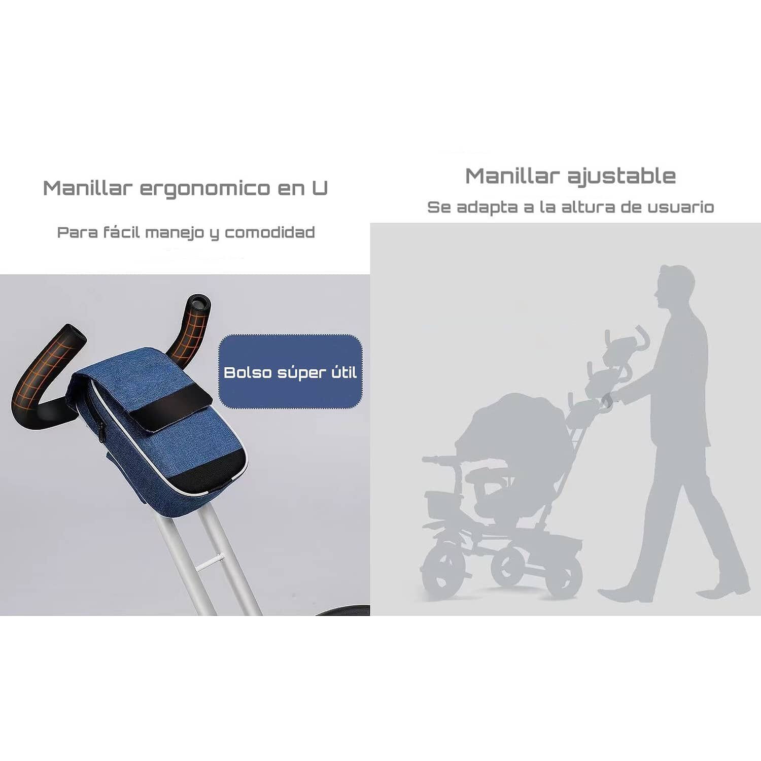 Triciclo Reversible Y Plegable Con Accesorios Gris Lubabycas image number 6.0