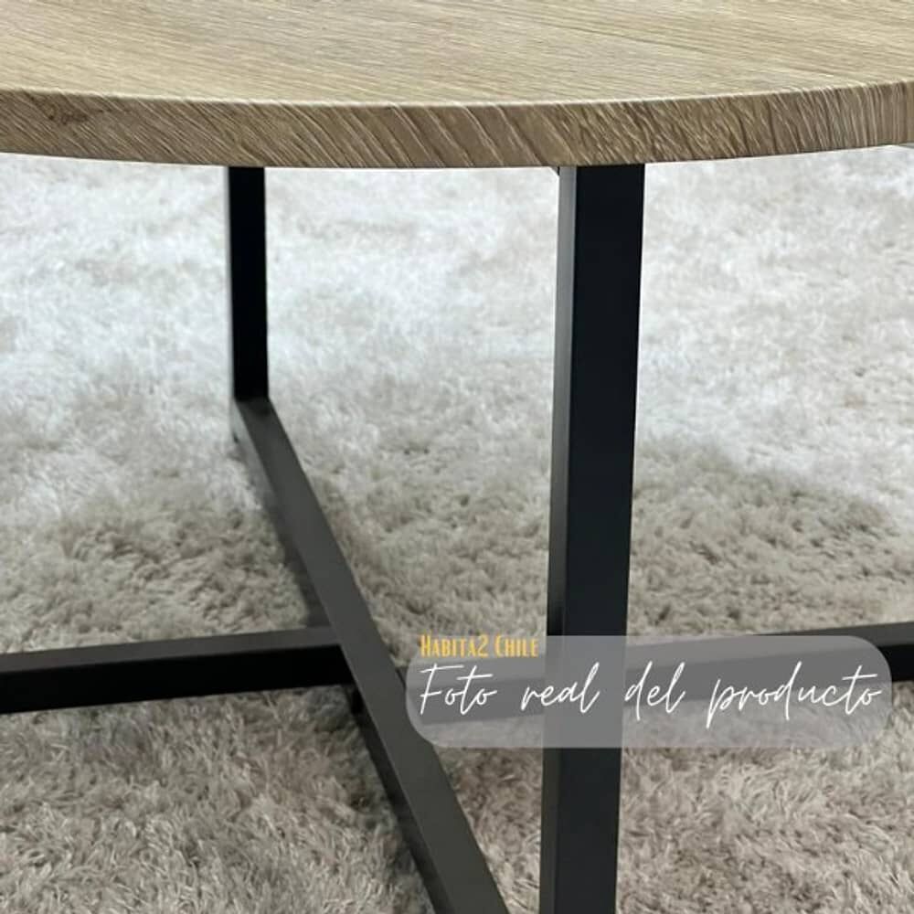 Mesa De Centro Redonda Para Living Con Tope Natural 80cm image number 3.0