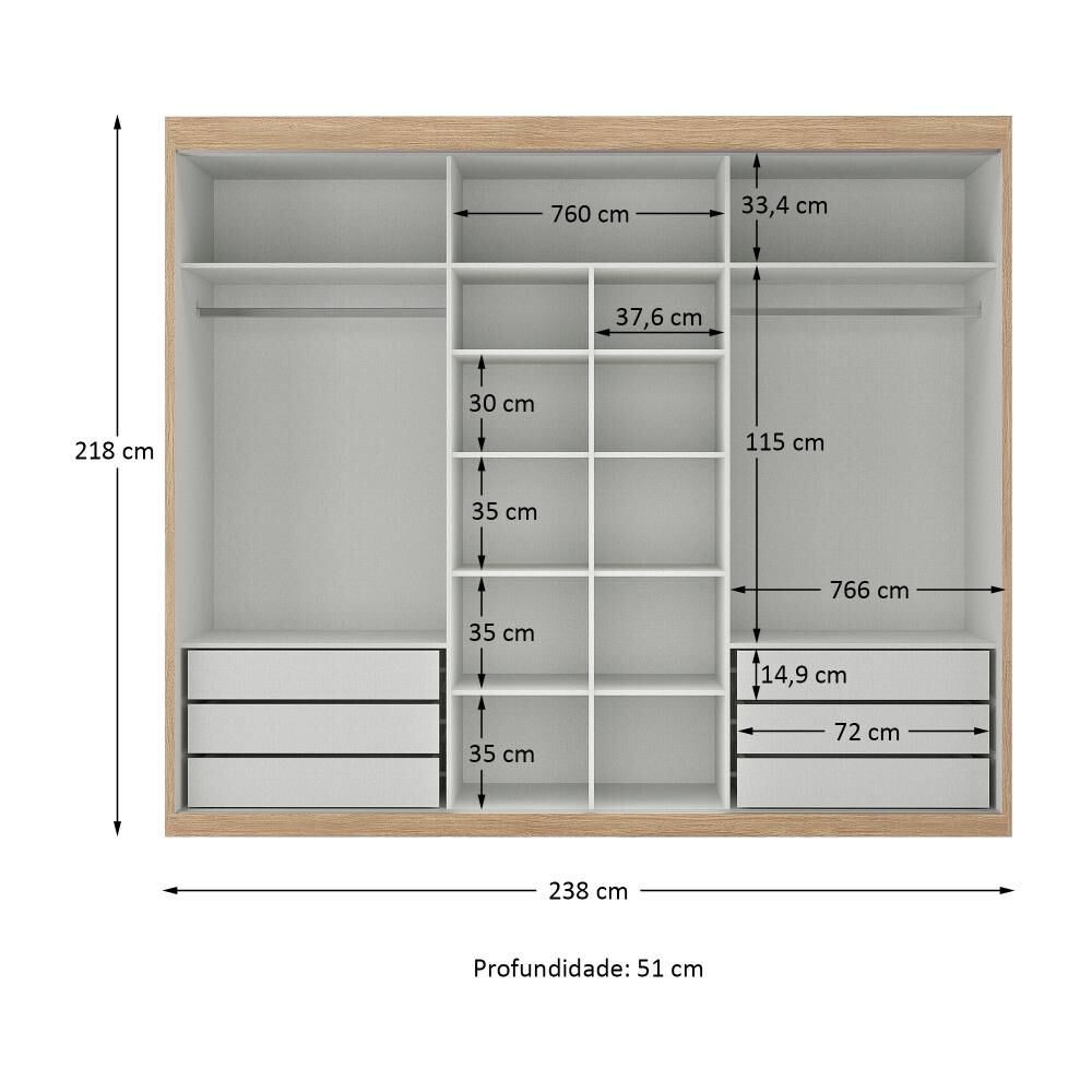 Cl&oacute;set Di Poretti Design Closet Senna / 3 Puertas / 6 Cajones image number 3.0