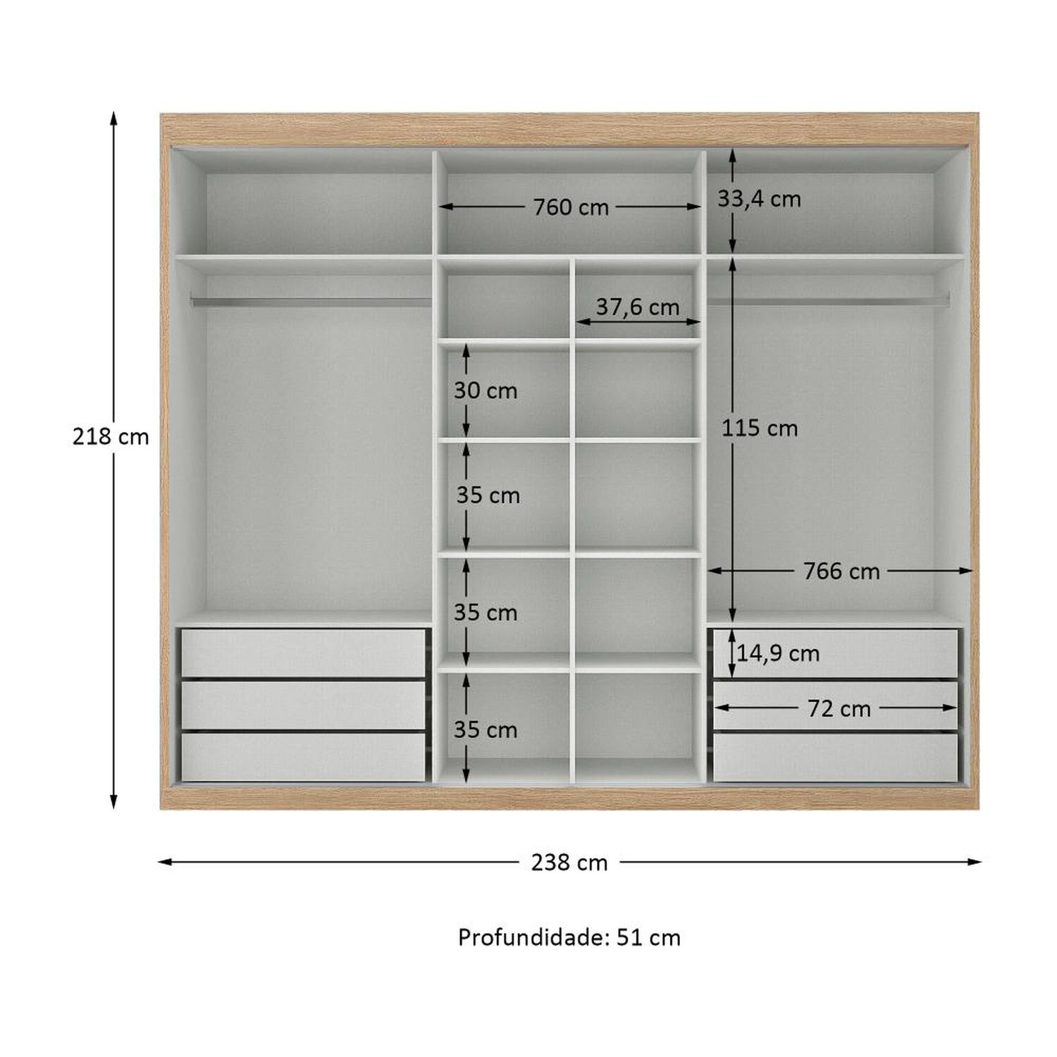 Cl&oacute;set Di Poretti Design Closet Senna / 3 Puertas / 6 Cajones image number 3.0