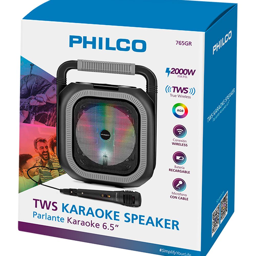 Parlante Karaoke Rgb Bluetooth + Microfono + Radio Fm 765gr image number 7.0
