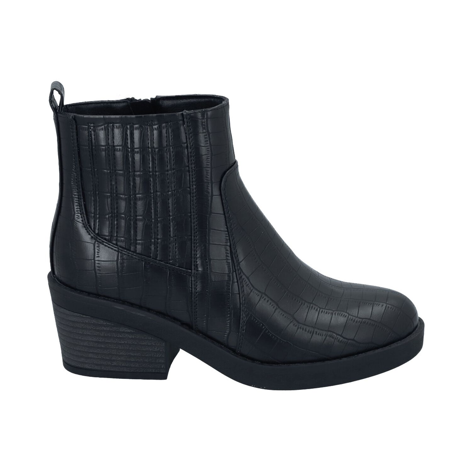 Botin Casual Mujer Negro Taco Medio Nani Police image number 0.0